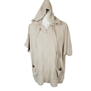 NWT Barefoot Dreams Womens S/M Stone Cozy Chic Ultra Lite Zip Front Hoodie